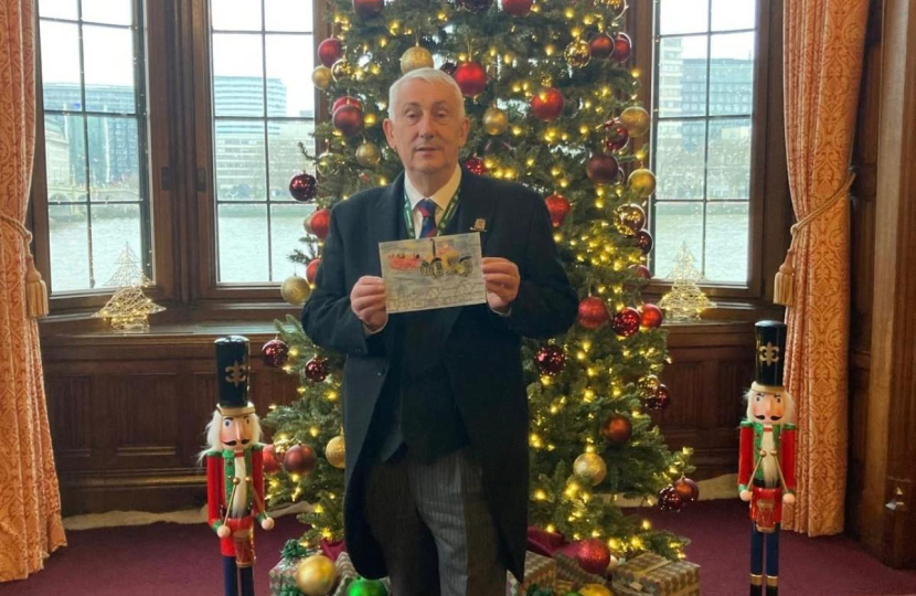 Sir Lindsay Hoyle with Winning Christmas Card