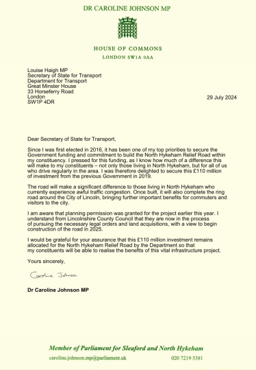 Letter to the Secretary of State